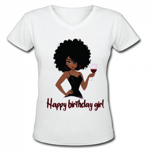 Birthday Girl V-Neck Tshirt Design